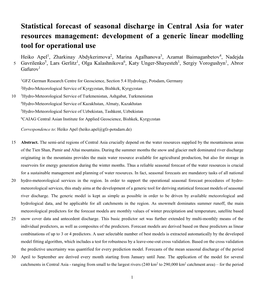 Statistical Forecast of Seasonal Discharge in Central Asia