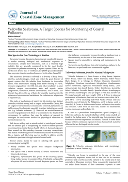 Yellowfin Seabream, a Target Species for Monitoring of Coastal Pollutants