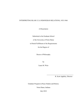 Interpreting Islam: Us-Indonesian Relations, 1953-1968