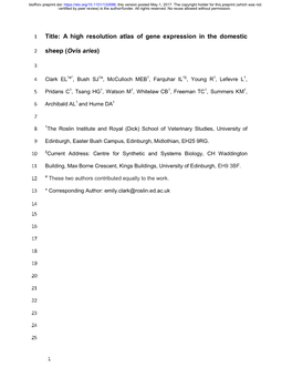 A High Resolution Atlas of Gene Expression in the Domestic Sheep