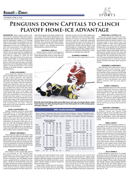 Penguins Down Capitals to Clinch Playoff Home-Ice Advantage