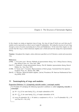 Chapter 2. the Structure of Semisimple Algebras 11