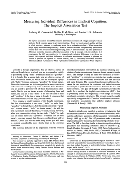 Measuring Individual Differences in Implicit Cognition: the Implicit Association Test