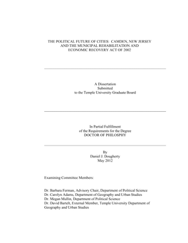 Camden, New Jersey and the Municipal Rehabilitation and Economic Recovery Act of 2002