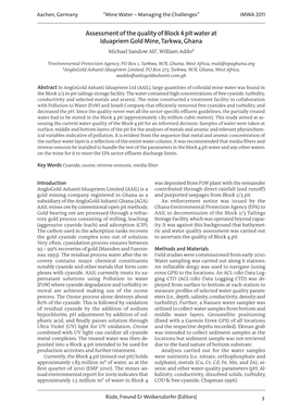 Assessment of the Quality of Block 4 Pit Water at Iduapriem Gold Mine, Tarkwa, Ghana Michael Sandow Ali¹, William Addo²