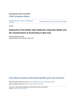 Harm Reduction, Drug User Health, and the Transformation of Social Policy in New York