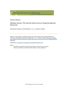 Nikolaos Gyzis's the Secret School and an Ongoing National Discourse