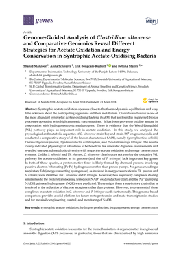 Genome-Guided Analysis of Clostridium Ultunense And