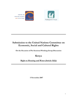 Submission to the United Nations Committee on Economic, Social and Cultural Rights Kenya