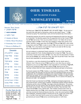 Ohr Yisrael Newsletter