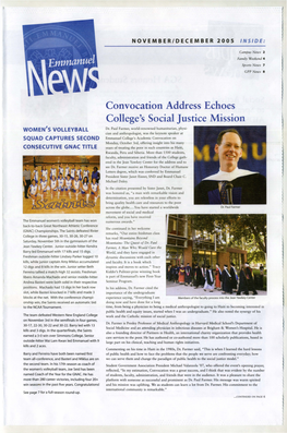 Convocation Address Echoes College's Social Justice Mission WOMEN's VOLLEYBALL Dr
