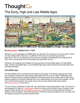 The Early, High and Late Middle Ages