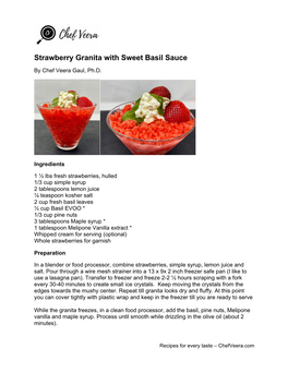 Strawberry Granita with Sweet Basil Sauce