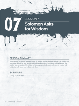 Solomon Asks for Wisdom