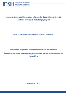 Implementação Dos Sistemas De Informação Geográfica Na Área Da Saúde No Município Do Lubango/Angola