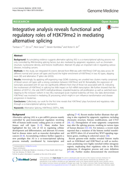 Integrative Analysis Reveals Functional and Regulatory Roles of H3k79me2