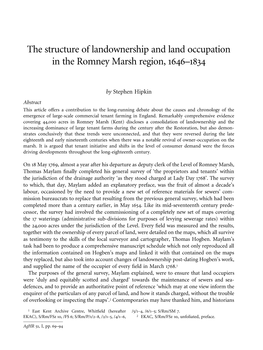 The Structure of Landownership and Land Occupation in the Romney Marsh Region, 1646–1834