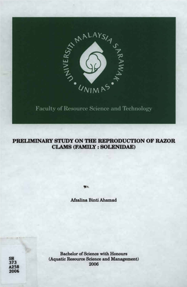 PRELIMINARY STUDY on Tile REPRODUCTION of RAZOR CLAMS (FAMILY: SOLENIDAE)