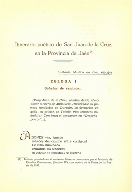 Itinerario Poético De San Juan De La Cruz En La Provincia De Jaén(1)