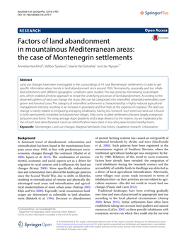 Factors of Land Abandonment in Mountainous Mediterranean Areas