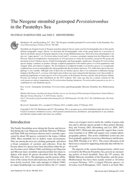 The Neogene Strombid Gastropod Persististrombus in the Paratethys Sea