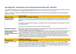 Kew Village Plan - Achievements So Far (Covering the Period October 2012 - May 2015)