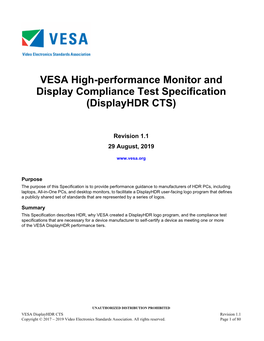 VESA Displayhdr CTS, Revision