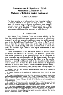 Executions and Indignities--An Eighth Amendment Assessment Of