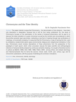 Chrononyms and the Time Identity by Dr