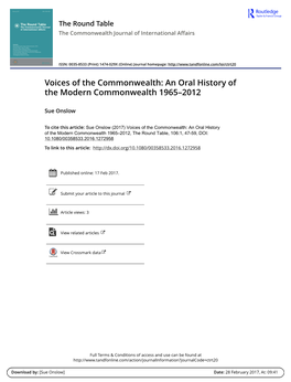 Voices of the Commonwealth: an Oral History of the Modern Commonwealth 1965–2012
