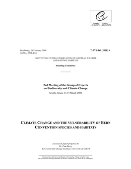 Climate Change and the Vulnerability of Bern Convention Species and Habitats