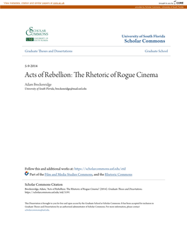 The Rhetoric of Rogue Cinema Adam Breckenridge University of South Florida, Breckenridge@Mail.Usf.Edu