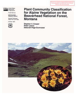 Plant Community Classification for Alpine Vegetation on the Beaverhead National Forest, Montana