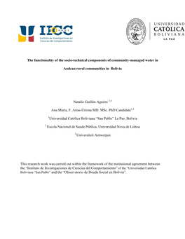 The Functionality of the Socio-Technical Components of Community-Managed Water In