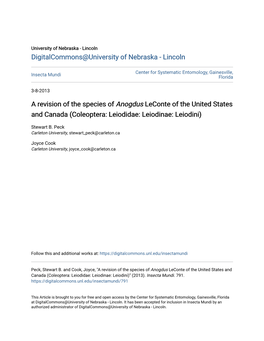 A Revision of the Species of Anogdus Leconte of the United States and Canada (Coleoptera: Leiodidae: Leiodinae: Leiodini)