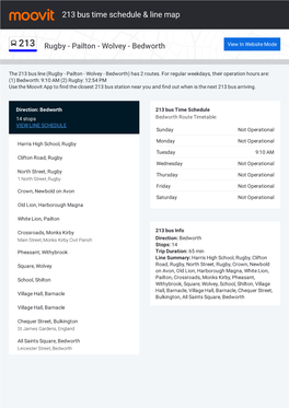 213 Bus Time Schedule & Line Route