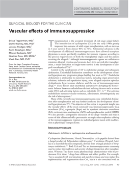 Vascular Effects of Immunosuppression