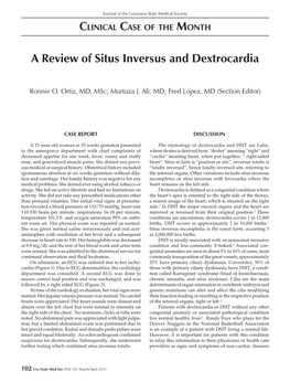 A Review of Situs Inversus and Dextrocardia