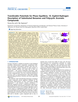 Transferable Potentials for Phase Equilibria. 10. Explicit-Hydrogen Description of Substituted Benzenes and Polycyclic Aromatic Compounds Neeraj Rai and J