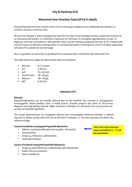 City & Hackney CCG Abnormal Liver Function Tests (Lfts) in Adults