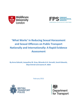 'What Works' in Reducing Sexual Harassment and Sexual Offences on Public Transport Nationally and Internationally: a Rapid E