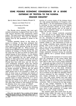 Some Possible Economic Conseqences of a Severe Outbreak of Tristeza to the Florida Orange Industry1