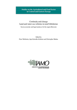 Continuity and Change Land and Water Use Reforms in Rural Uzbekistan