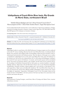 ﻿Ichthyofauna of Ceará-Mirim River Basin, Rio Grande Do Norte State