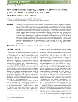 How Climate Influences the Biology and Behaviour of Phyllophaga