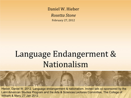 Language Endangerment & Nationalism