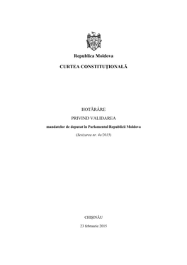 Republica Moldova CURTEA CONSTITUŢIONALĂ