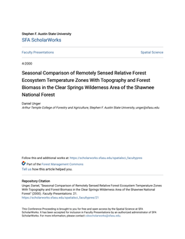 Seasonal Comparison of Remotely Sensed Relative Forest Ecosystem