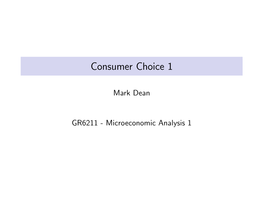 Consumer Choice 1