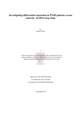 Investigating Differential Expression in PTSD Patients Versus Controls: an RNA-Seq Study